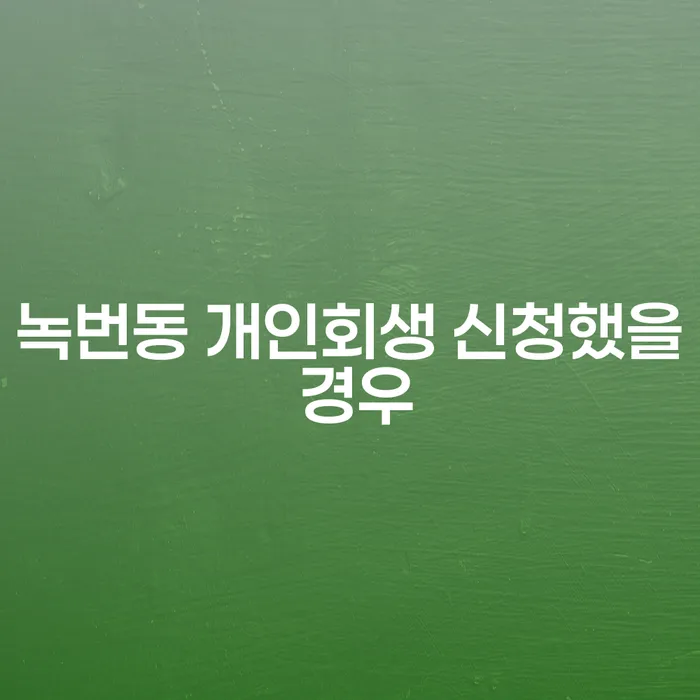 녹번동 개인회생 신청했을 경우